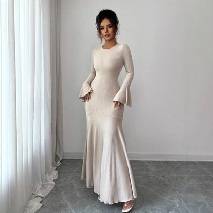 Mermaid Skirt Lotus Trumpet Sleeve Dress