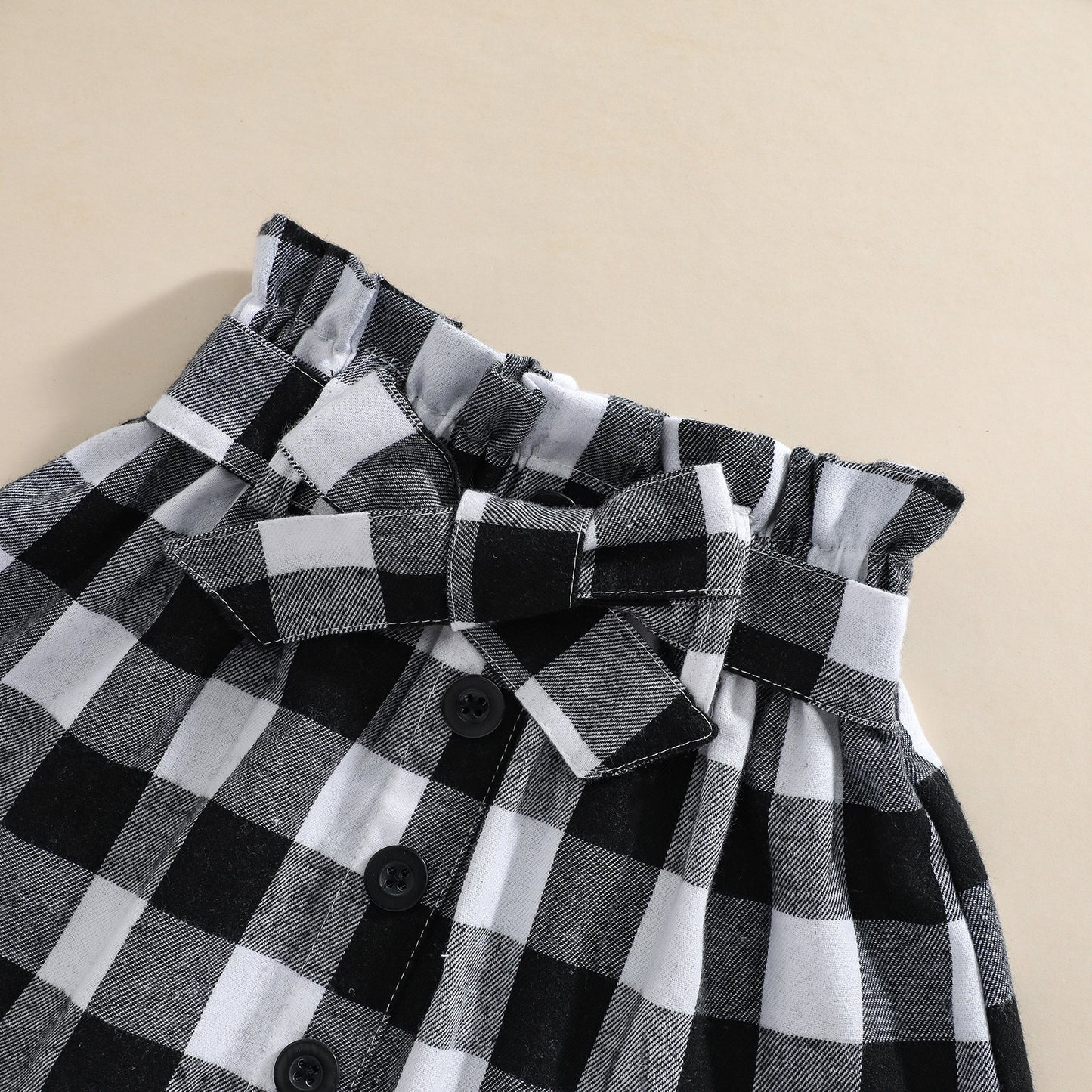 Red And Black Plaid Skirt Suit Black Polka Dot Flying Sleeve Two Piece