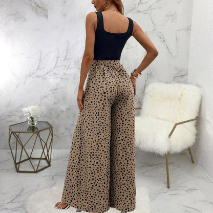 Women's Color Polka-dot Cinched Slimming Trousers