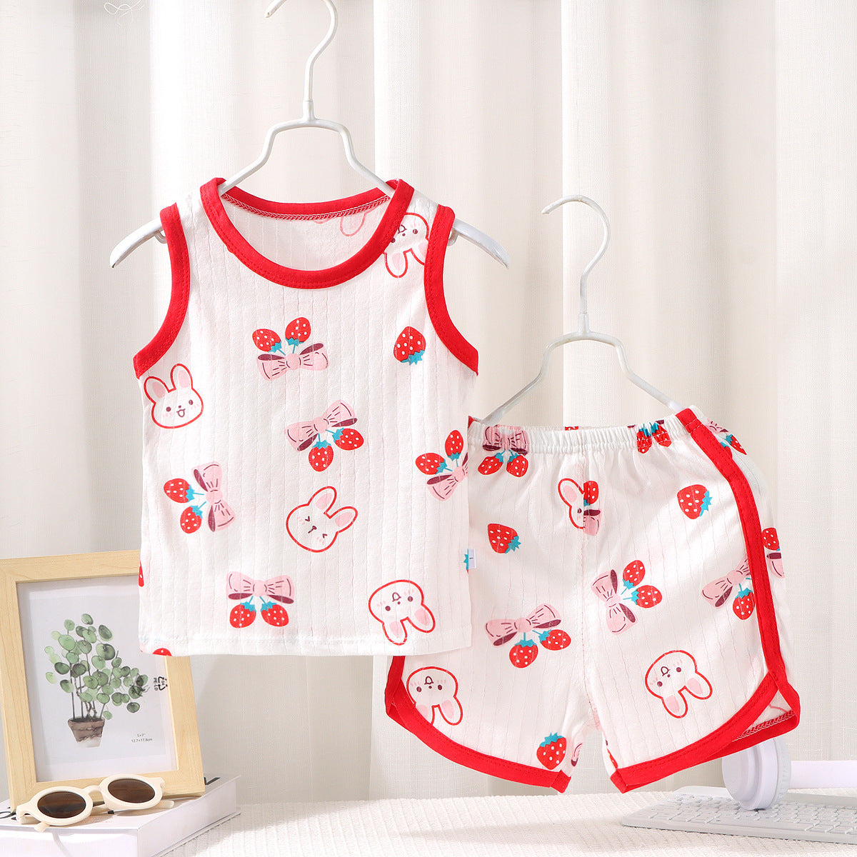 Children's Vest Suit Cotton Pajamas Baby Korean Style Sleeveless
