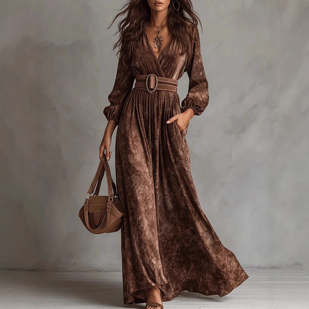 Digital Print Slimming A-line Dress