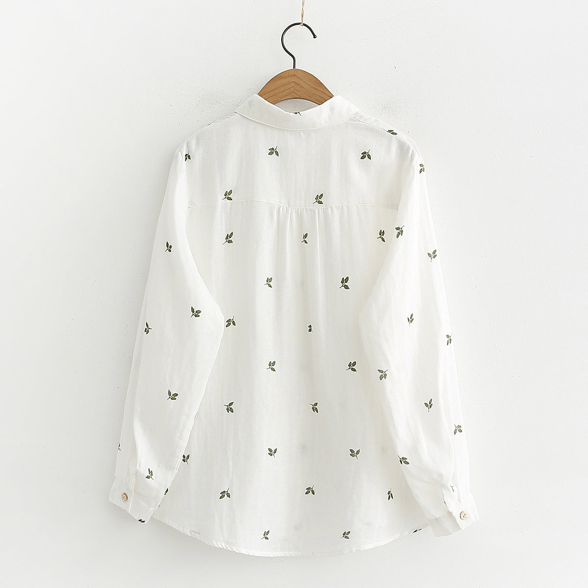 Autumn Artistic Leaves Printed Long-sleeved Shirt