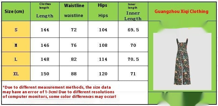 Cross-border Floral Print Button Wide Leg Jumpsuit Hot Sale In Stock