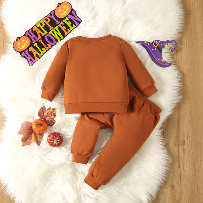 Halloween Grimace Casual Long Sleeve Sweatshirt Two-piece Set