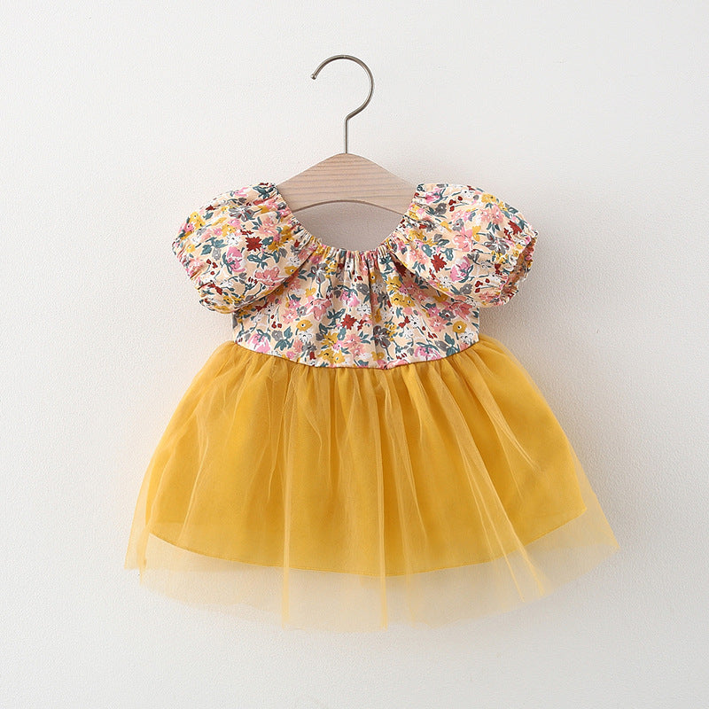 Infant Fashion Floral Dress Short Sleeve