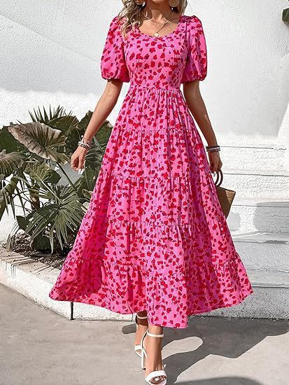 Puff Sleeve Floral Casual Summer Dress