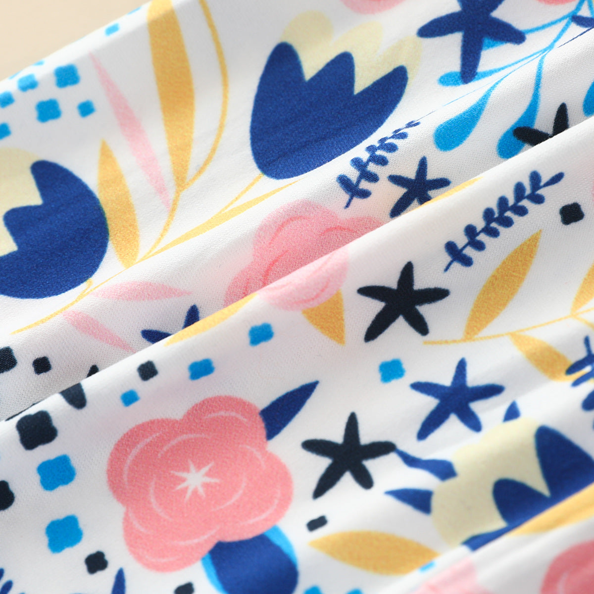 Girls Flare Sleeve Top Printed Trousers Blue