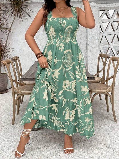Women's Holiday Style Printing Mid-length Dress