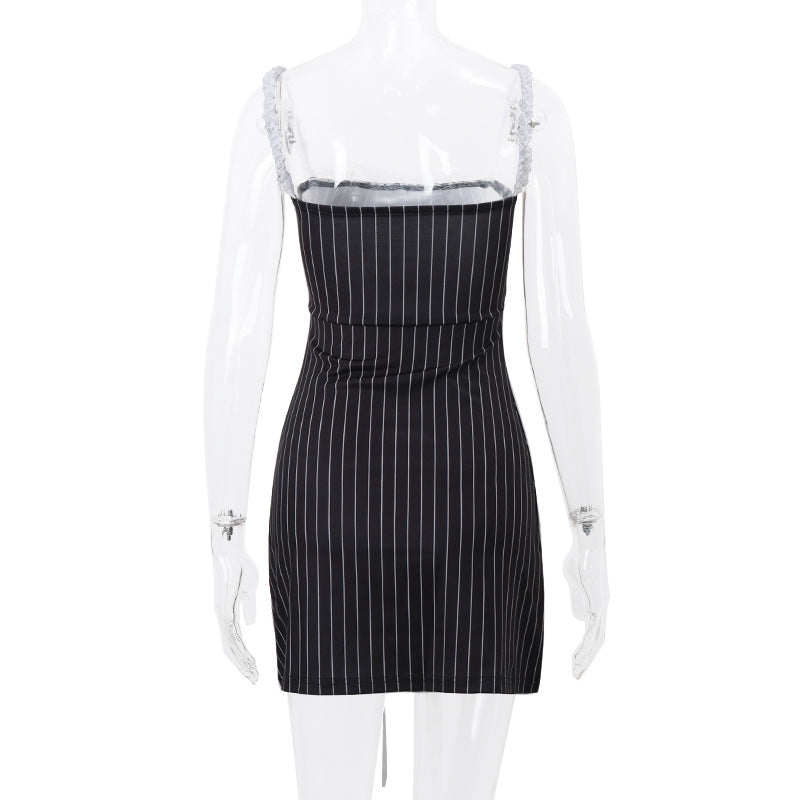 New Women's Off-shoulder Lace Stitching Tube Top Dress