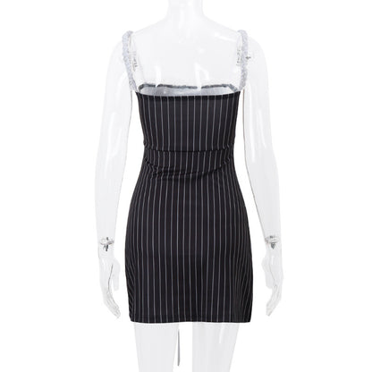 New Women's Off-shoulder Lace Stitching Tube Top Dress