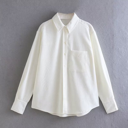 Autumn Women's New Long Sleeve Four-color Corduroy Loose Shirt