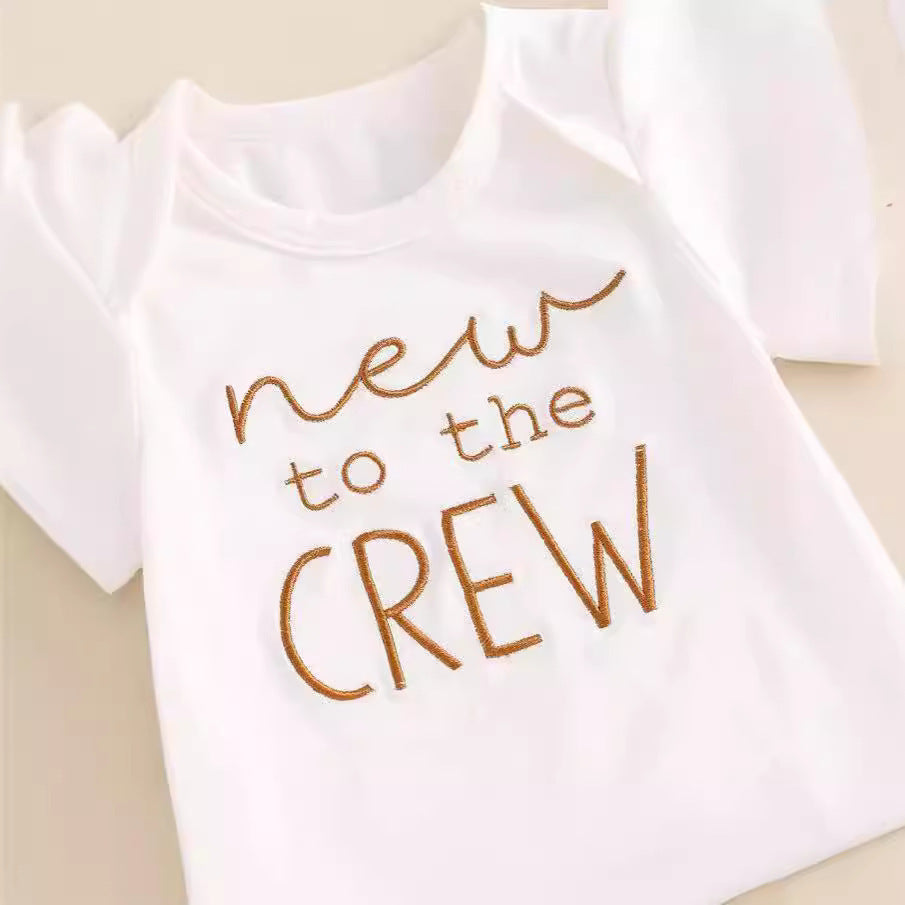 Children's Printed Top Solid Color Trousers Suit