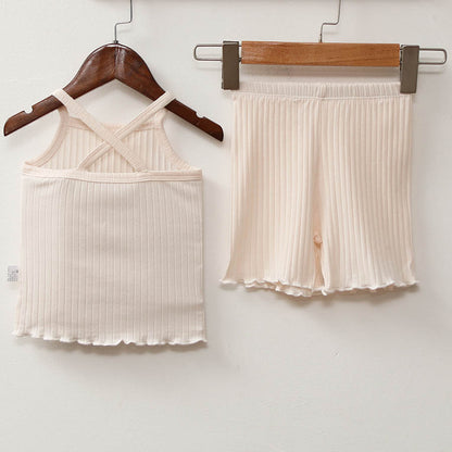 Girls' Solid Color Pajamas Homewear Set