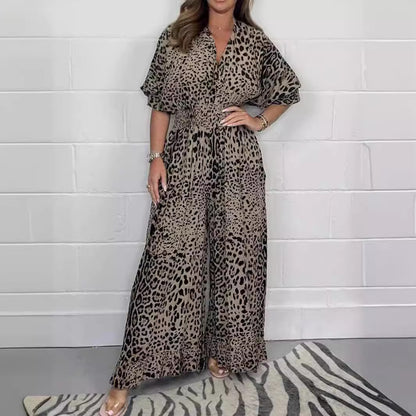 Women's Fashion Leopard Print Casual Jumpsuit