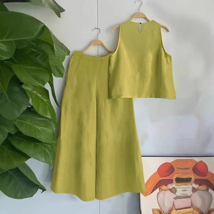 Sleeveless Loose Vest Vacation Casual Pants Cotton And Linen Suit