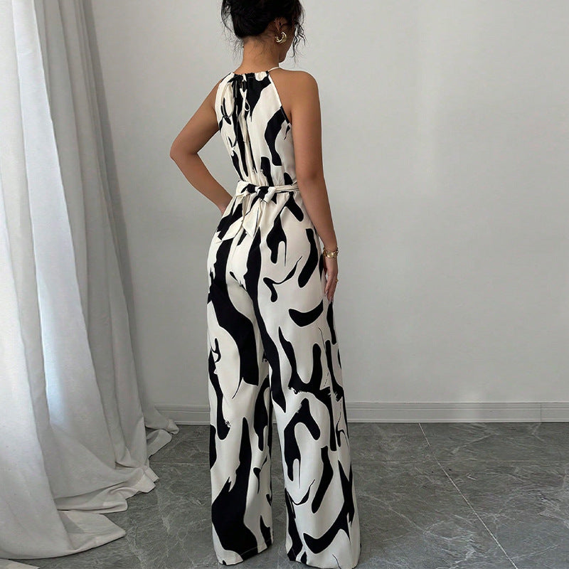 Women's Fashion Zebra Print Suspender Jumpsuit