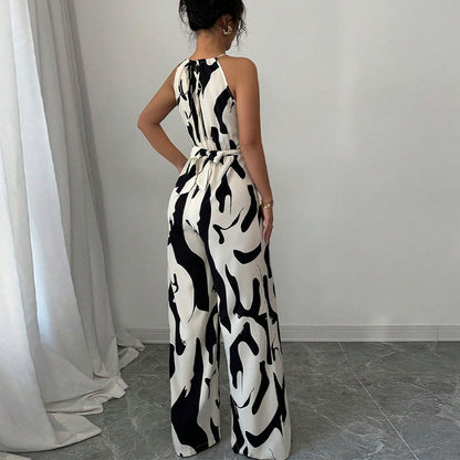 Women's Fashion Zebra Print Suspender Jumpsuit