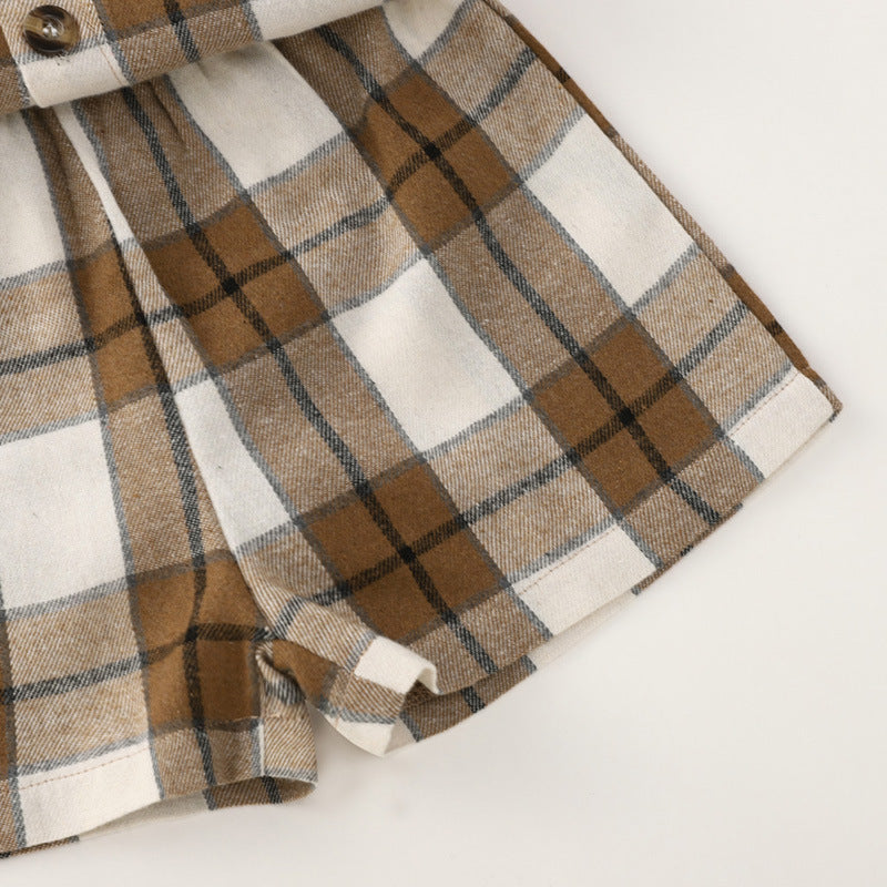 Multicolor Plaid Lapel Cropped Children's Suit
