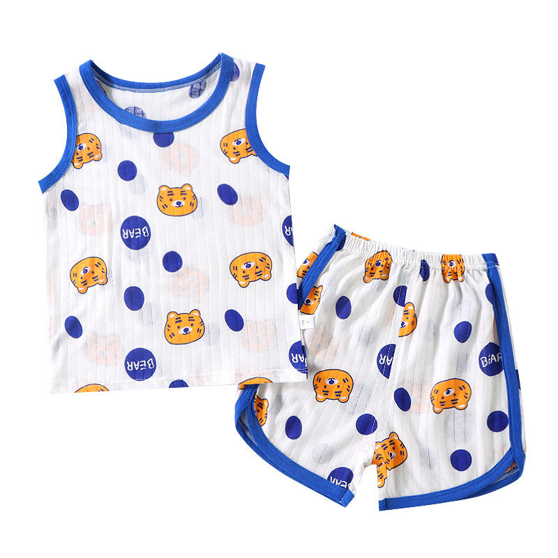 Children's Vest Suit Cotton Pajamas Baby Korean Style Sleeveless