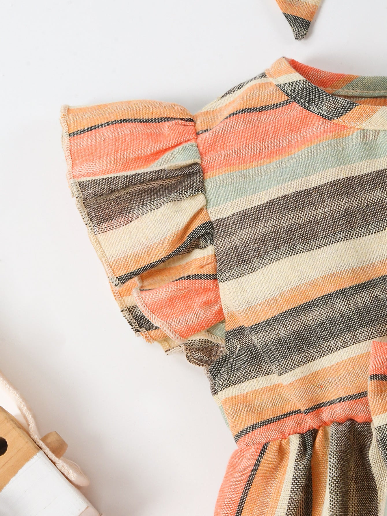 Flounced Sleeve Bow One-piece Romper Crawling Suit Same Style Fashion Hair Band