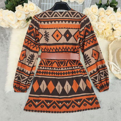 Loose Casual Bohemian Print Long Sleeve Dress
