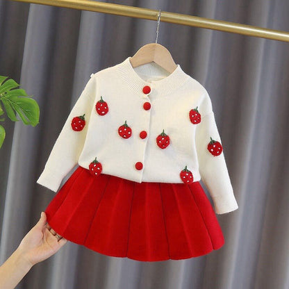 Sunflower Thin Sweater Coat And Skirt Two-piece Suit