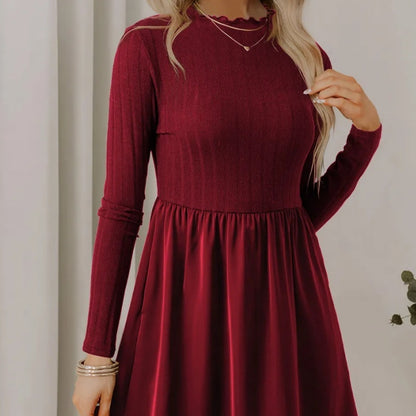 Shiying Solid Color Casual Women's Texture High Waist Dress