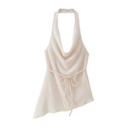 Asymmetric Design Hanging Collar Top And Trousers Suit