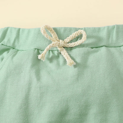 Printed White English Auntie's Bestie Short-sleeved T-shirt Shorts