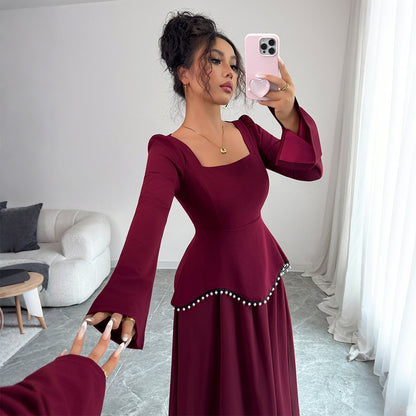 Minimalist Long Sleeve Senior Dress Women's Clothing