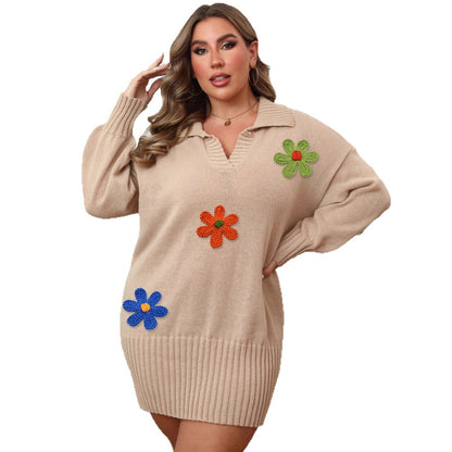 Wool Embroidery Flower Stitching Woolen Skirt