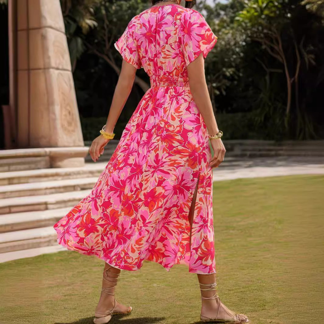 Casual Fashion Short Sleeve V-neck Dress