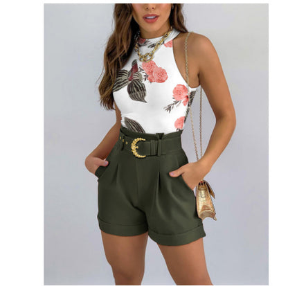 Women's Slim Vest Shorts Fashion Suit