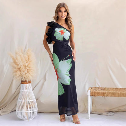 Fashion One Shoulder Slim Fit Dress