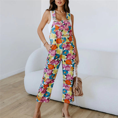 Ladies Print Urban Casual Sleeveless Jumpsuit