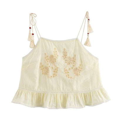 Art Simple Hollow Sling Top High Waist Skirt Suit