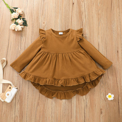 Girls' Lotus Leaf Lace Skirt And Trousers Suit