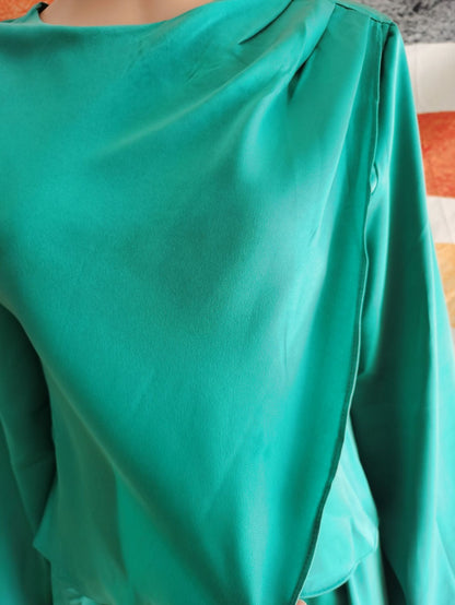 Fashion Puff Sleeve Top Big Hem Skirt Suit