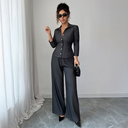 Women's Two-Piece Set With Coat And Long Skirt