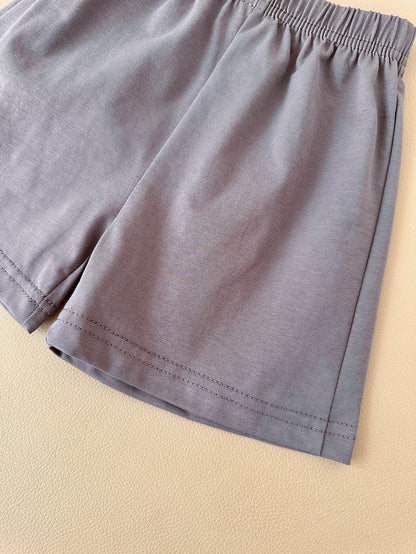 Girls' Stitching Casual Short-sleeved Two-piece Suit