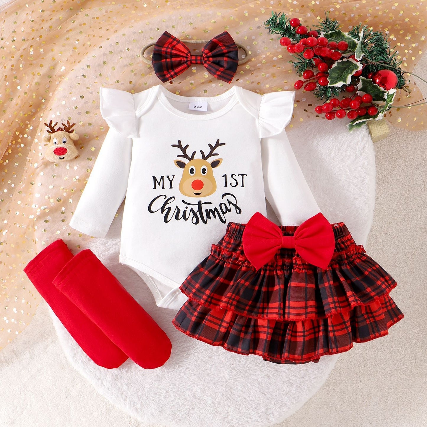 Autumn And Winter Infant Sunken Stripe Long Sleeve Letter Printed Two-piece Suit