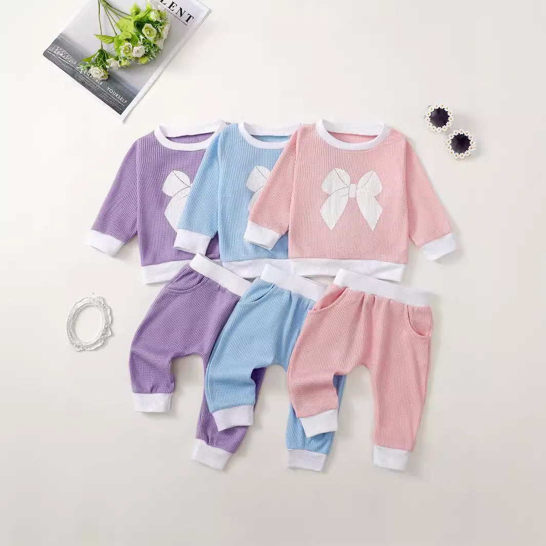 Girls' Printed Waffle Sweater Suit