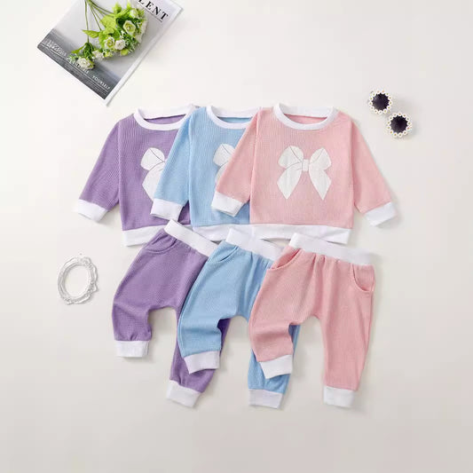 Girls' Printed Waffle Sweater Suit