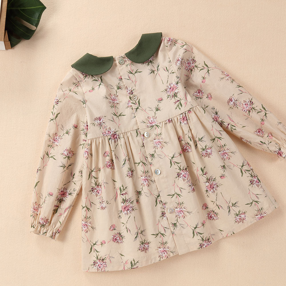 Handmade Cotton Long-sleeved Printed Princess Dress