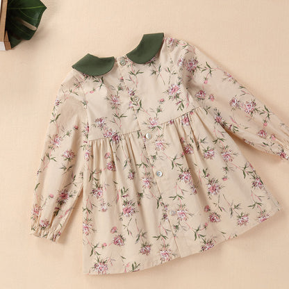 Handmade Cotton Long-sleeved Printed Princess Dress