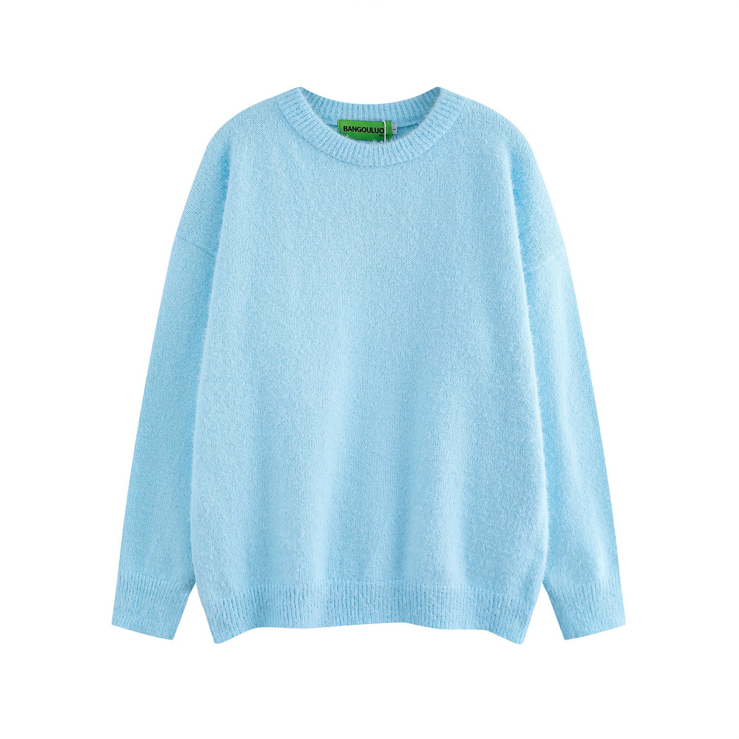 American Retro Simple Solid Color Crew Neck Pullover Sweater Men And Women