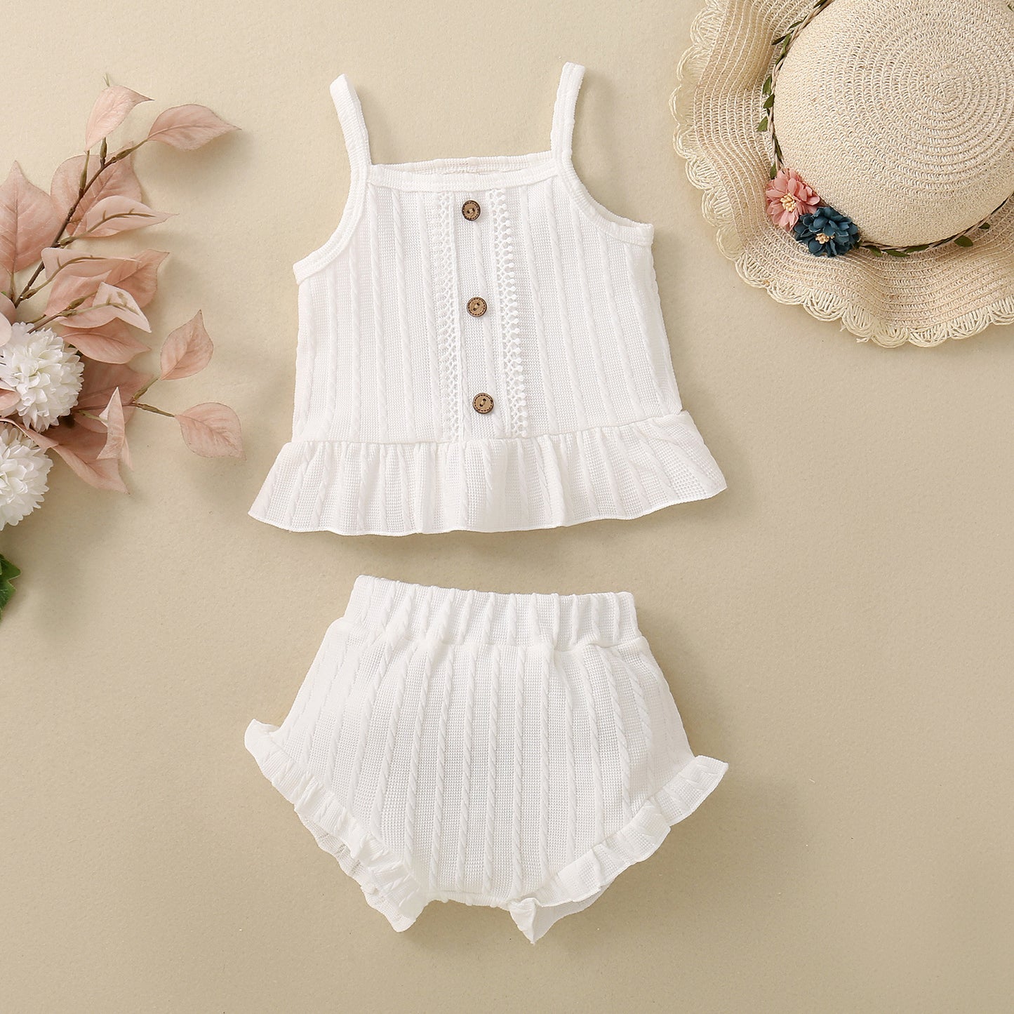 Baby Solid Color Multicolor Suspender Shorts Suit