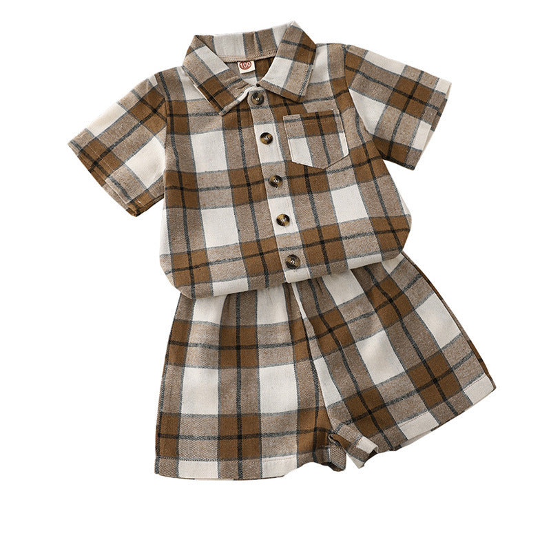 Multicolor Plaid Lapel Cropped Children's Suit