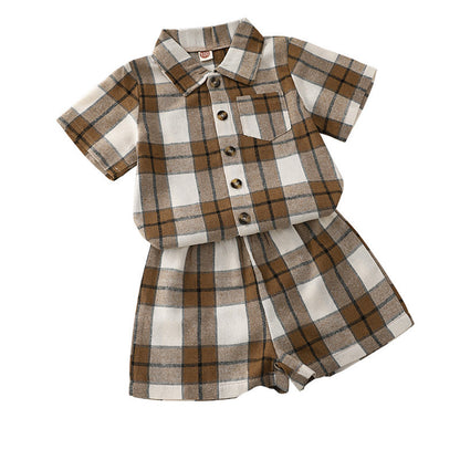 Multicolor Plaid Lapel Cropped Children's Suit