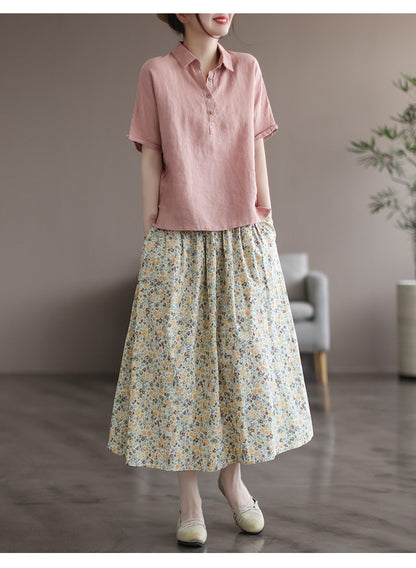 Artistic Floral Washed Cotton Sweet Neighbor's Beautiful Printed Skirt
